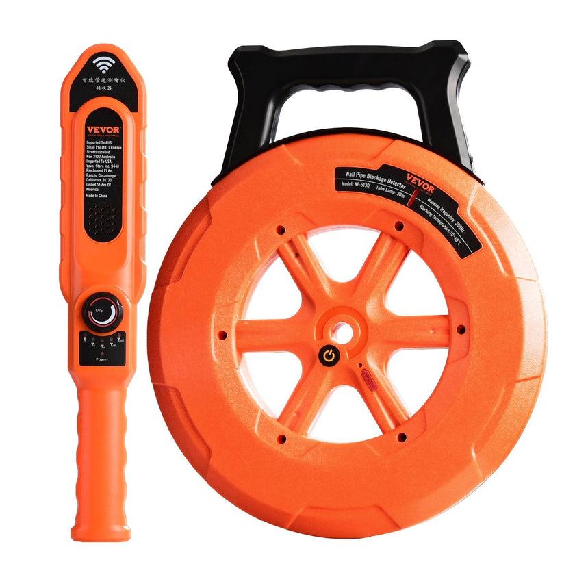 VEVOR Pipe Blockage Detector Locators 100ft/30m Waterproof for PVC Plastic Metal
