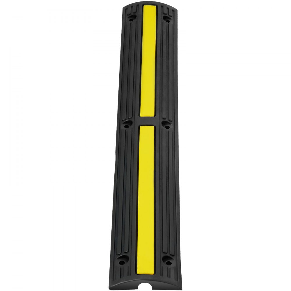VEVOR 3.28 ft Cable Protector Ramp, 4 Pack of 1 Channel, 18000 lbs/axle Capacity Heavy Duty Rubber Speed Bumps, Floor Cord Cable Protector Wire Cover, for Residential Areas, Private Garages, Gardens