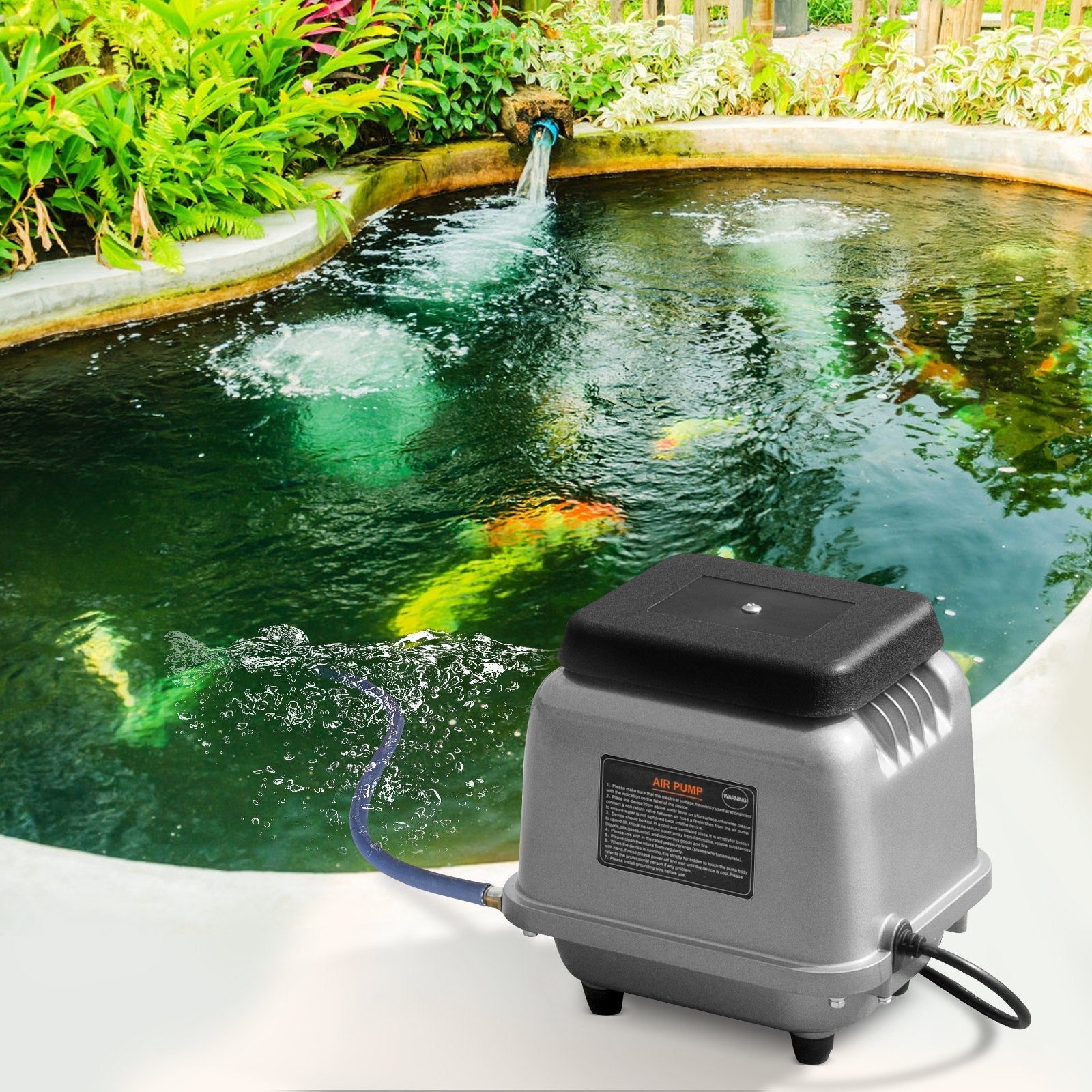 VEVOR Linear Air Pump, 109L/Min Air Flow Septic Aerator Pump, Aeration System for 1/2 Acre 10FT Deep Ponds, Water Gardens, Waste Treatments, Septic Tanks, Aquariums, Seafood Restaurants, Fish Farms