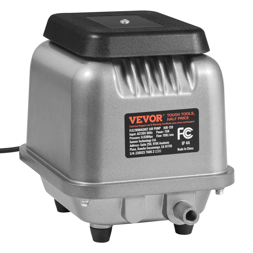 VEVOR Linear Air Pump, 109L/Min Air Flow Septic Aerator Pump, Aeration System for 1/2 Acre 10FT Deep Ponds, Water Gardens, Waste Treatments, Septic Tanks, Aquariums, Seafood Restaurants, Fish Farms