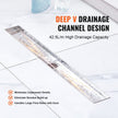 VEVOR 24Inch Linear Shower Drain with Square Pattern Grate,Brushed 304 Stainless Steel Rectangle Shower Floor Drain,Linear Drain with Leveling Feet,Hair Strainer Silver