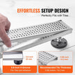 VEVOR 24Inch Linear Shower Drain with Square Pattern Grate,Brushed 304 Stainless Steel Rectangle Shower Floor Drain,Linear Drain with Leveling Feet,Hair Strainer Silver