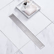 VEVOR 24Inch Linear Shower Drain with Square Pattern Grate,Brushed 304 Stainless Steel Rectangle Shower Floor Drain,Linear Drain with Leveling Feet,Hair Strainer Silver