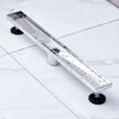 VEVOR 24Inch Linear Shower Drain with Square Pattern Grate,Brushed 304 Stainless Steel Rectangle Shower Floor Drain,Linear Drain with Leveling Feet,Hair Strainer Silver