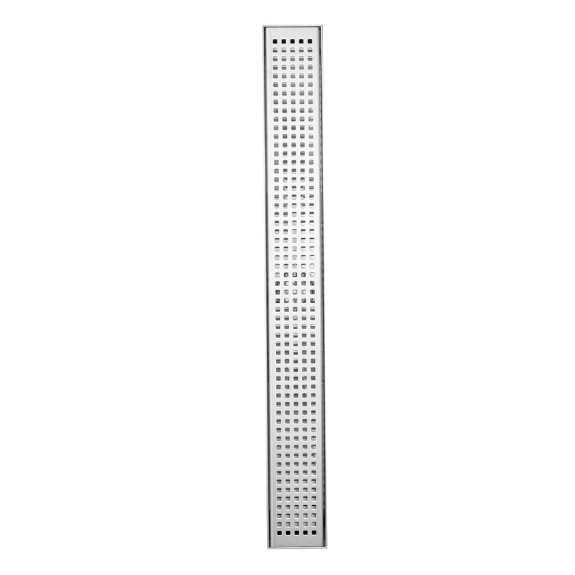 VEVOR 24Inch Linear Shower Drain with Square Pattern Grate,Brushed 304 Stainless Steel Rectangle Shower Floor Drain,Linear Drain with Leveling Feet,Hair Strainer Silver