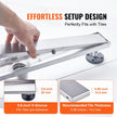 VEVOR 24Inch Linear Shower Drain Offset with Tile Insert Cover,Brushed 304 Stainless Steel Rectangle Shower Floor Drain,Linear Drain with Leveling Feet,Hair Strainer Silver