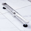 VEVOR 24Inch Linear Shower Drain Offset with Tile Insert Cover,Brushed 304 Stainless Steel Rectangle Shower Floor Drain,Linear Drain with Leveling Feet,Hair Strainer Silver
