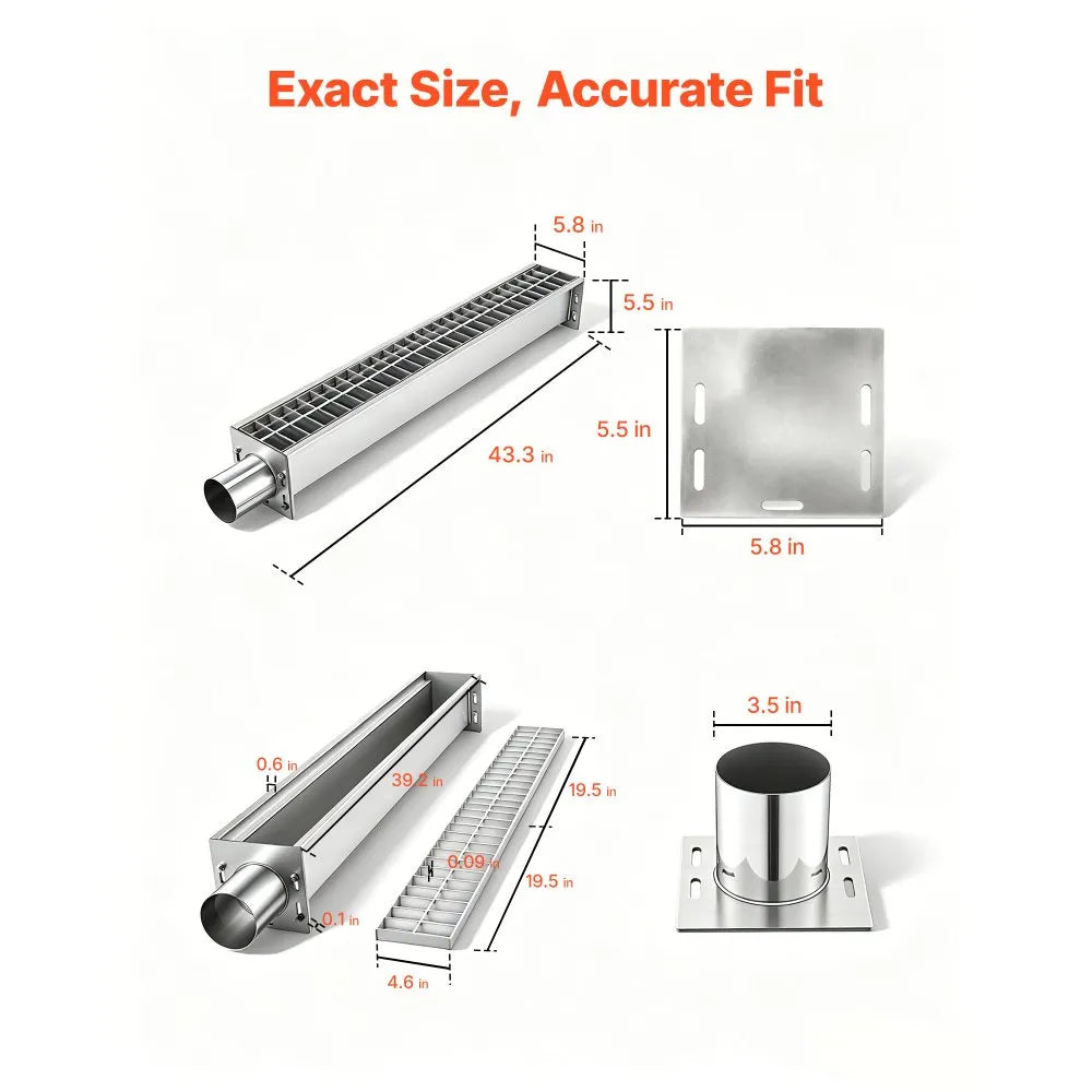 Heavy-Duty Stainless Steel Trench Drain for Efficient Outdoor Water Management