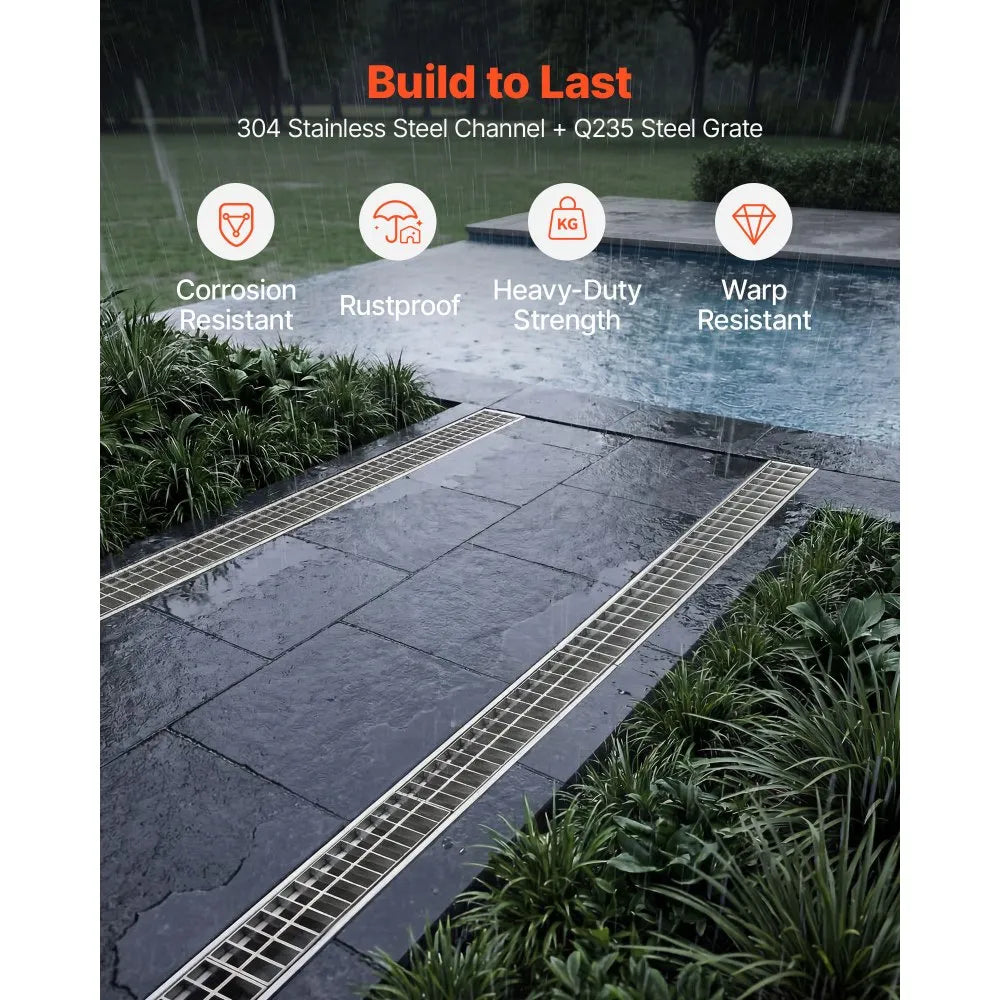 Heavy-Duty Stainless Steel Trench Drain for Efficient Outdoor Water Management