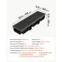 Trench Drain 12-Pack Linear Drainage Channel System with Grates & End Caps | HDPE Outdoor Drain for Driveways, Patios, Pools & Gardens