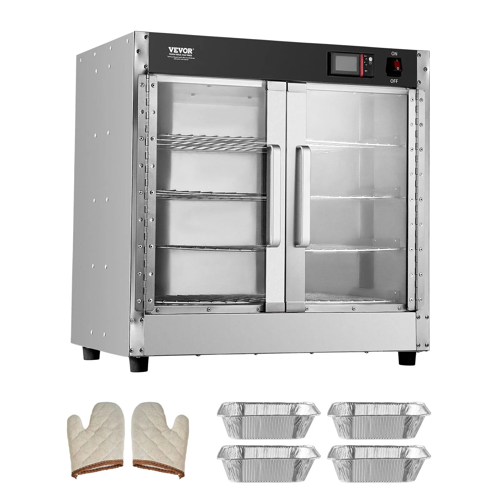 VEVOR Hot Box Food Warmer 4-Tier Concession Warming Cabinet with Water Tray