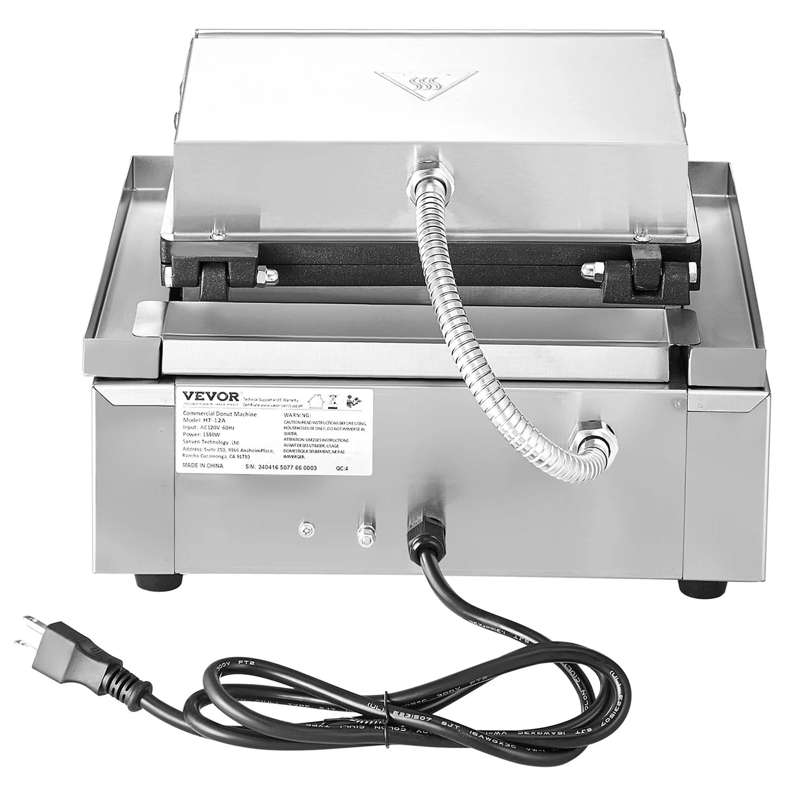 VEVOR Electric Donut Maker, 1550W Commercial Doughnut Machine with Non-stick Surface, 12 Hole Double-Sided Heating Waffle Machine Makes 12 Doughnuts, Temperature 122-572℉, for Restaurant & Home Use