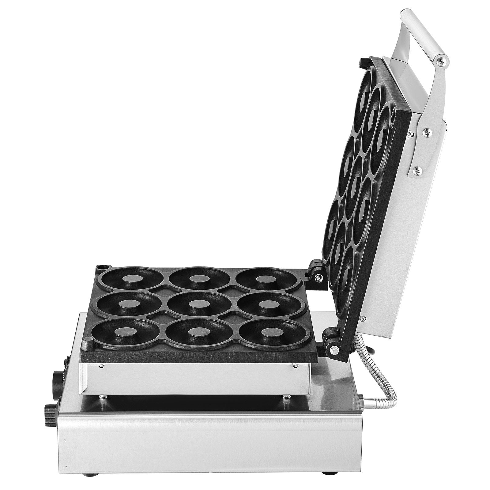 VEVOR Electric Donut Maker, 2000W Commercial Doughnut Machine with Non-stick Surface, 9 Holes Double-Sided Heating Waffle Machine Makes 9 Doughnuts, Temperature 122-572?, for Restaurant and Home Use
