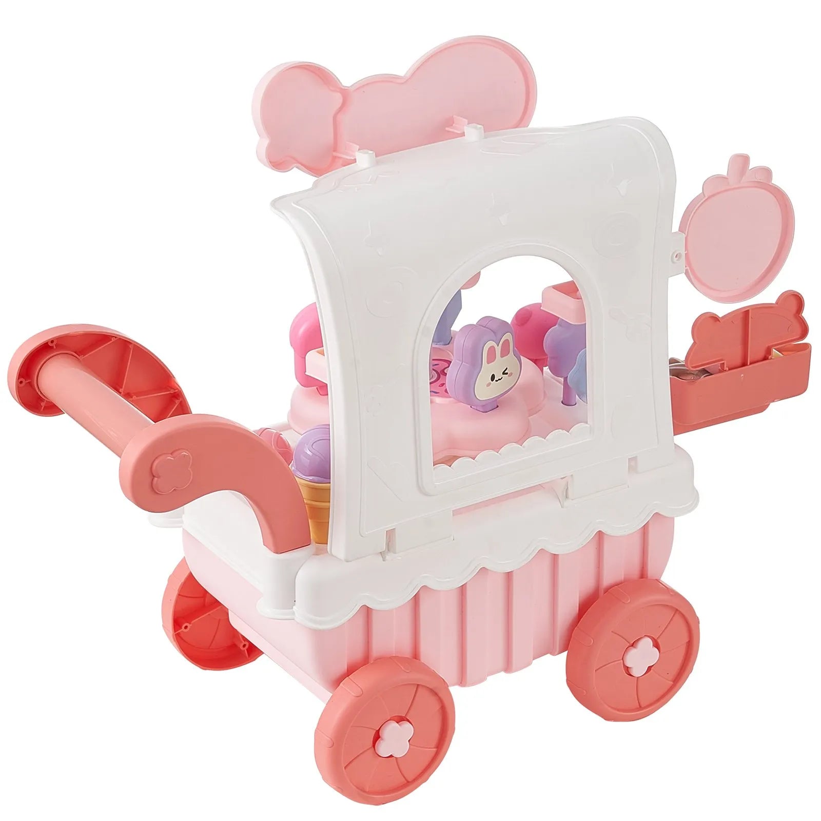 VEVOR Ice Cream Cart for Kids Pretend Play Ice Cream Shop for Kids Aged 3+ Pink