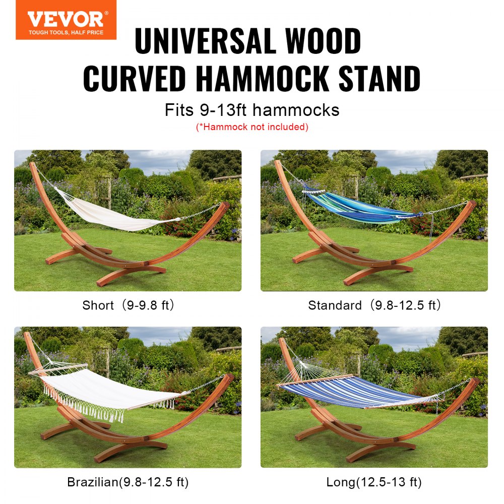 VEVOR Wooden Hammock Stand 475 lbs Capacity Hammock Frame Fits 9-13 ft Hammocks