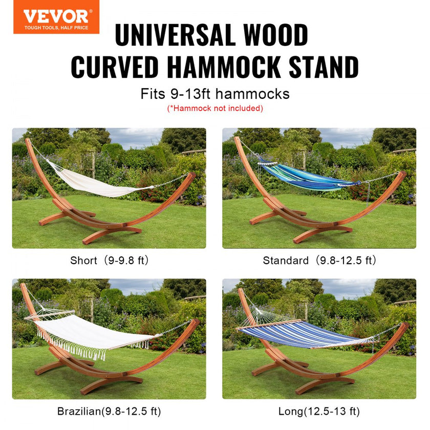 VEVOR Wooden Hammock Stand 475 lbs Capacity Hammock Frame Fits 9-13 ft Hammocks