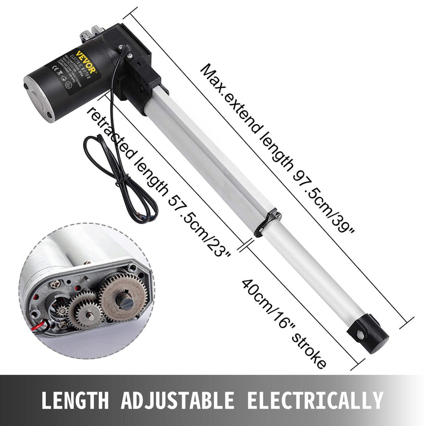 VEVOR 16 Inch Stroke Electric Actuators DC 12V with Mounting Bracket Heavy Duty 6000N/1320LB Actuators for Recliner TV Table Lift Massage Bed Electric Sofa