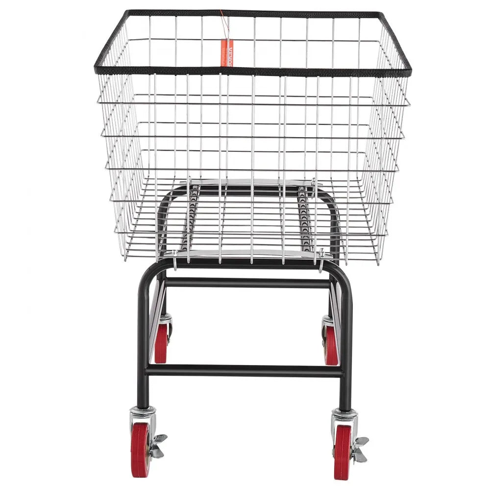 VEVOR Wire Laundry Cart, 4.5 Bushel Wire Laundry Basket with Wheels, 35\'\'x15.7\'\'x22\'\' Commercial Wire Laundry Basket Cart, Steel Frame with Chrome Finish, 5\'\' Casters, Wire Basket Cart for Lau