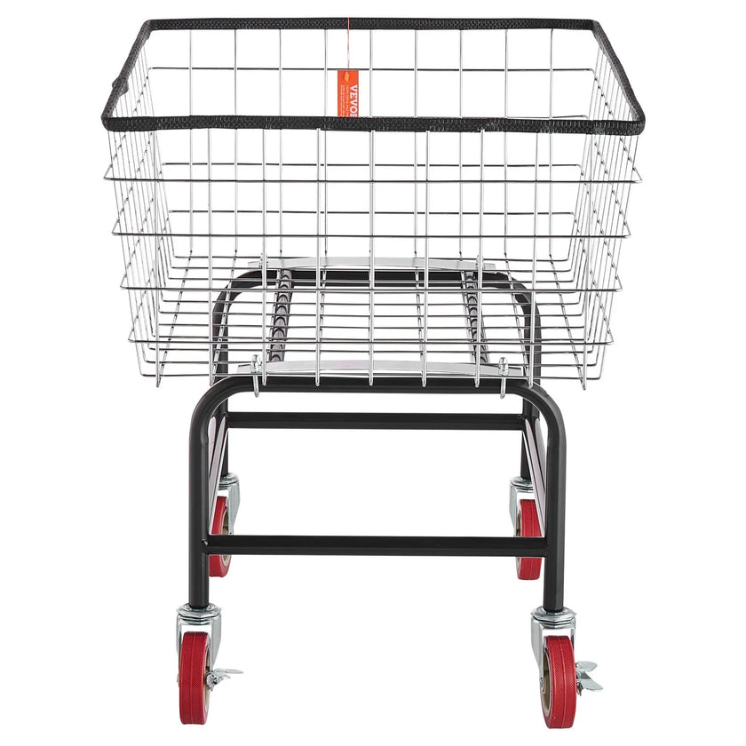 VEVOR Wire Laundry Cart, 2.5 Bushel Wire Laundry Basket with Wheels, 20''x15.7''x26'' Commercial Wire Laundry Basket Cart, Steel Frame with Chrome Finish, 4inch Casters, Wire Basket Cart For Laundry