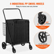VEVOR Folding Shopping Cart with Removable Waterproof Liner, 330LBS Large Capacity Jumbo Grocery Cart with Dual Basket, 360° Swivel Wheels, Dense Metal Mesh Base, Heavy Duty Utility Cart for Shopping