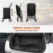 VEVOR Folding Shopping Cart with Removable Waterproof Liner, 330LBS Large Capacity Jumbo Grocery Cart with Dual Basket, 360° Swivel Wheels, Dense Metal Mesh Base, Heavy Duty Utility Cart for Shopping