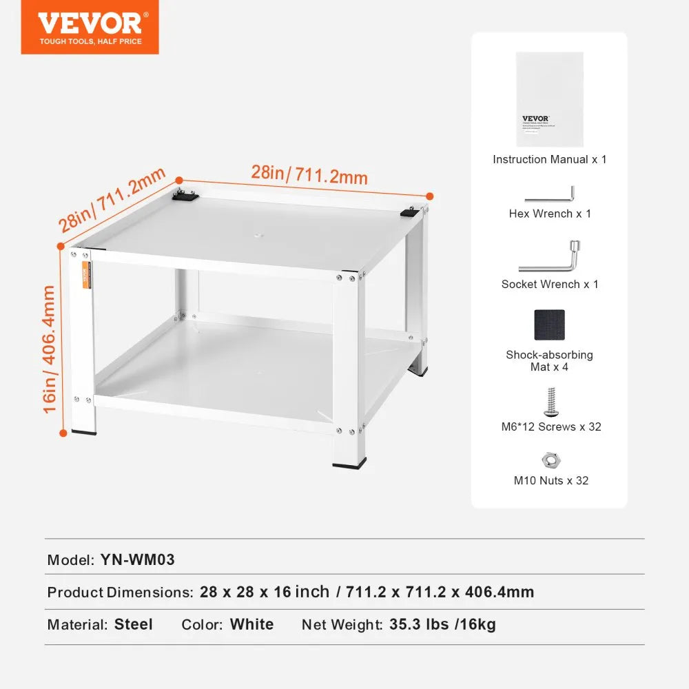 VEVOR Laundry Pedestal with Storage Shelf, 28
