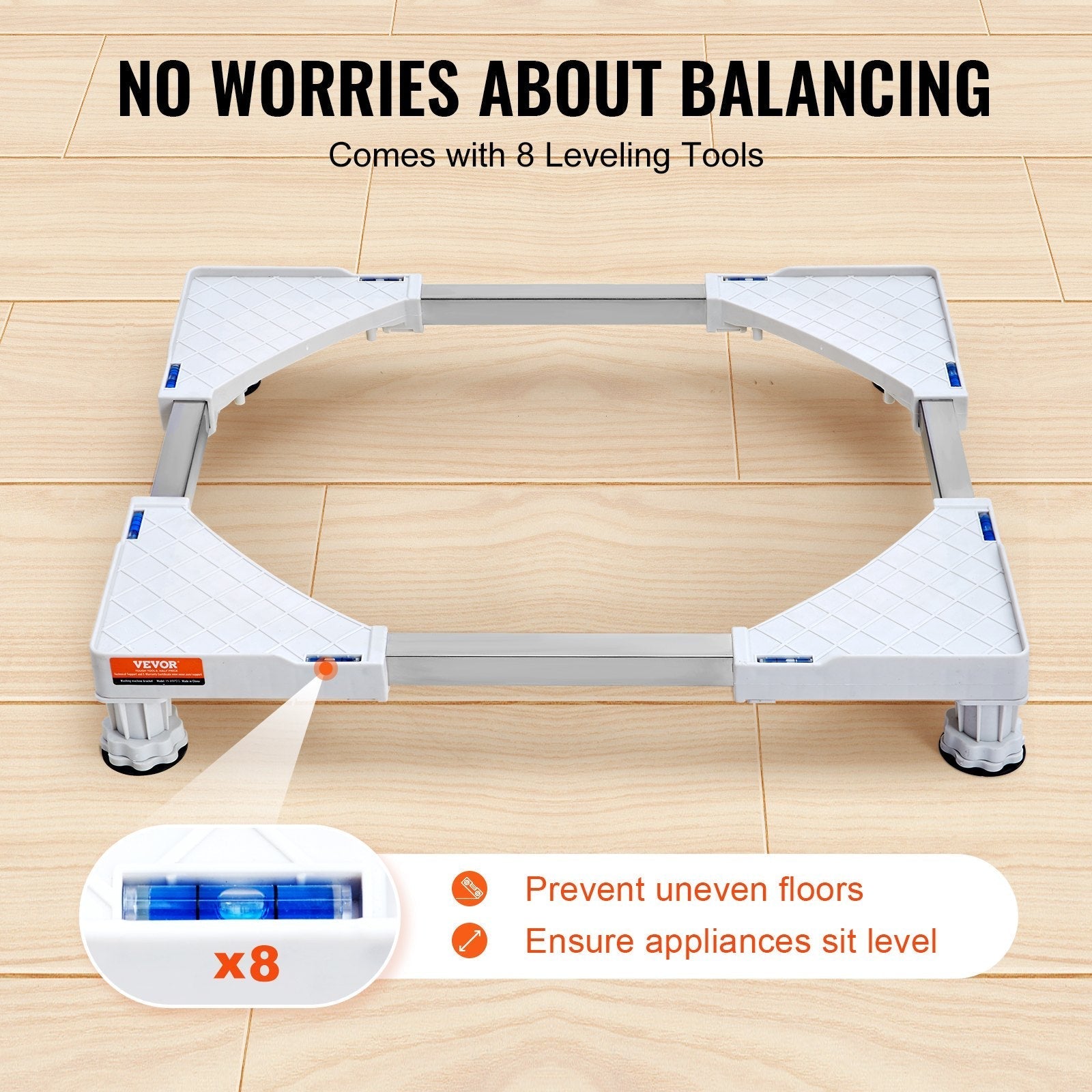 VEVOR Mini Fridge Stand Universal Laundry Pedestal, Adjustable with 4 Strong Feet, Washing Machine Base Multi-Functional for Washer And Dryer, 15