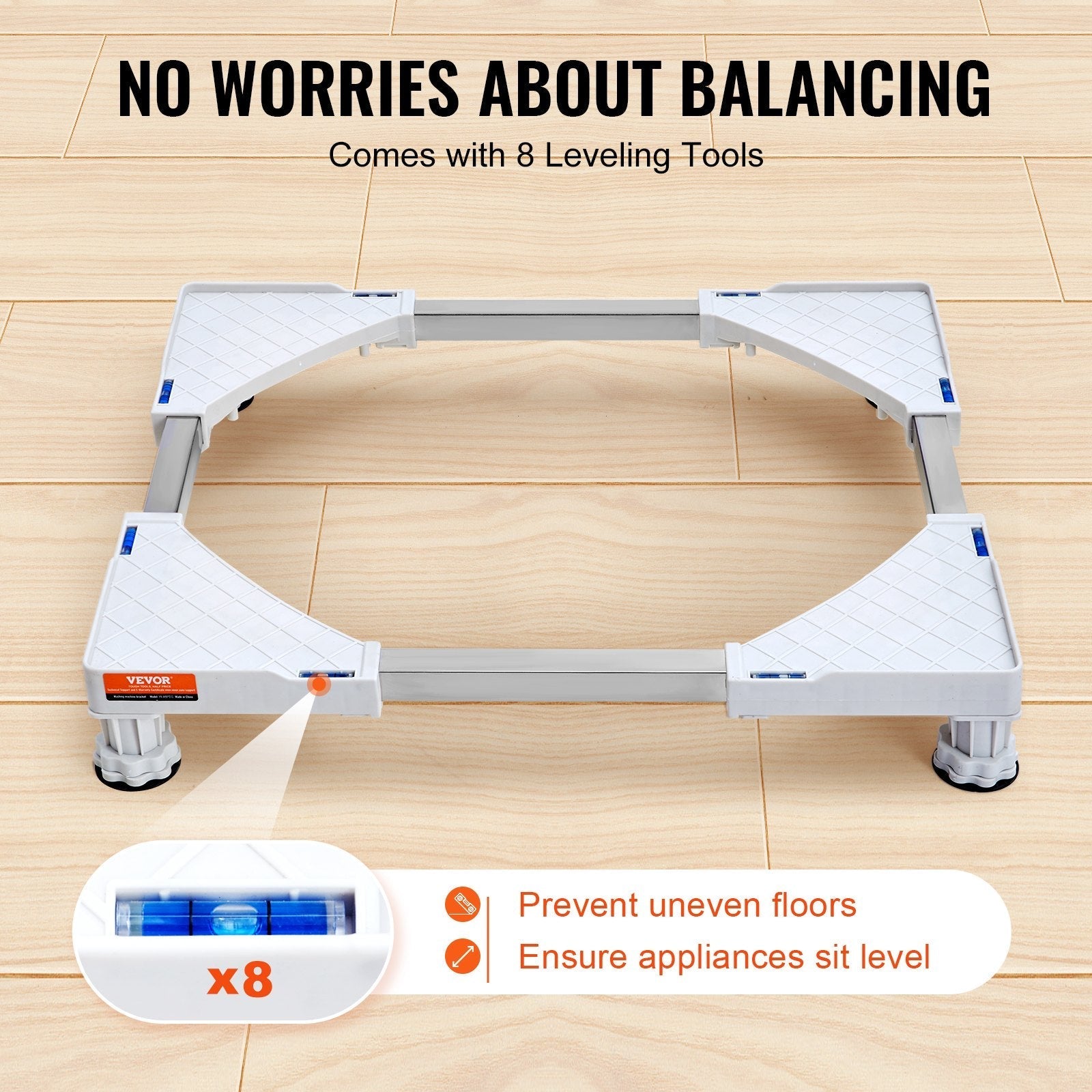 VEVOR Mini Fridge Stand Universal Laundry Pedestal, Adjustable Refrigerator Stand with 4 Strong Feet, Washing Machine Multi-Functional Base for Washer And Dryer, 16.3