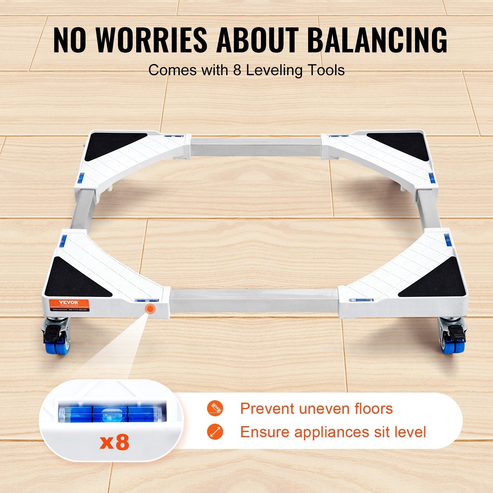 VEVOR Mini Fridge Stand Universal Laundry Pedestal, Adjustable Refrigerator Stand with Smooth Casters, Washing Machine Pedestal Multi-Functional Base for Washer And Dryer, 15