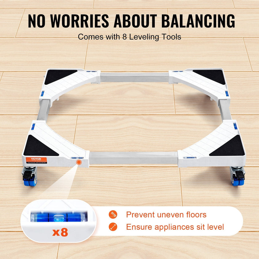 VEVOR Mini Fridge Stand Universal Laundry Pedestal, Adjustable Refrigerator Stand with Smooth Casters, Washing Machine Pedestal Multi-Functional Base for Washer And Dryer, 15