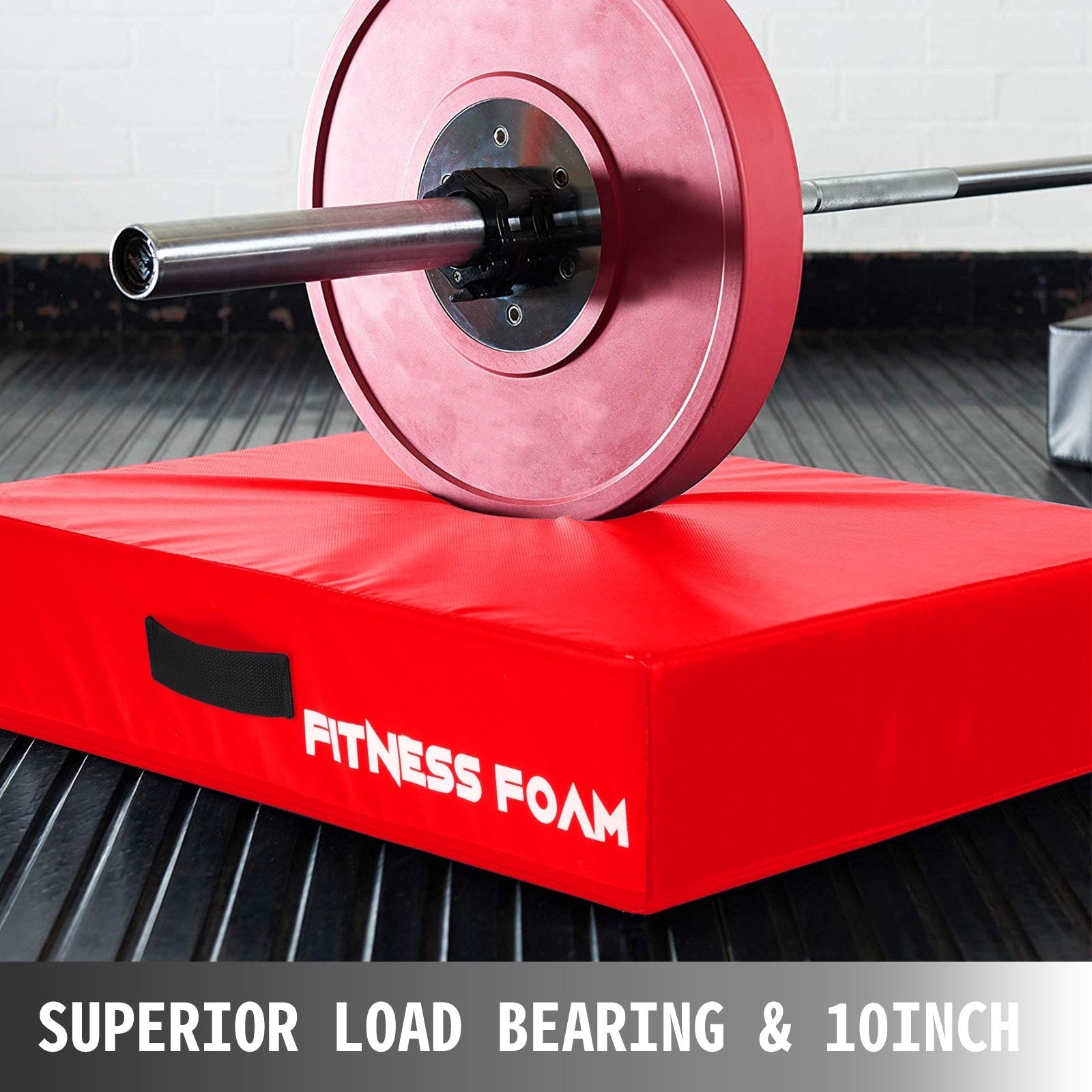 10inch Barbell Crash Cushion Pads, Weightlifting Protector Falling Pads, Black & Red Cushioned Foam Mat, for Olympic Weightlifting One Pair