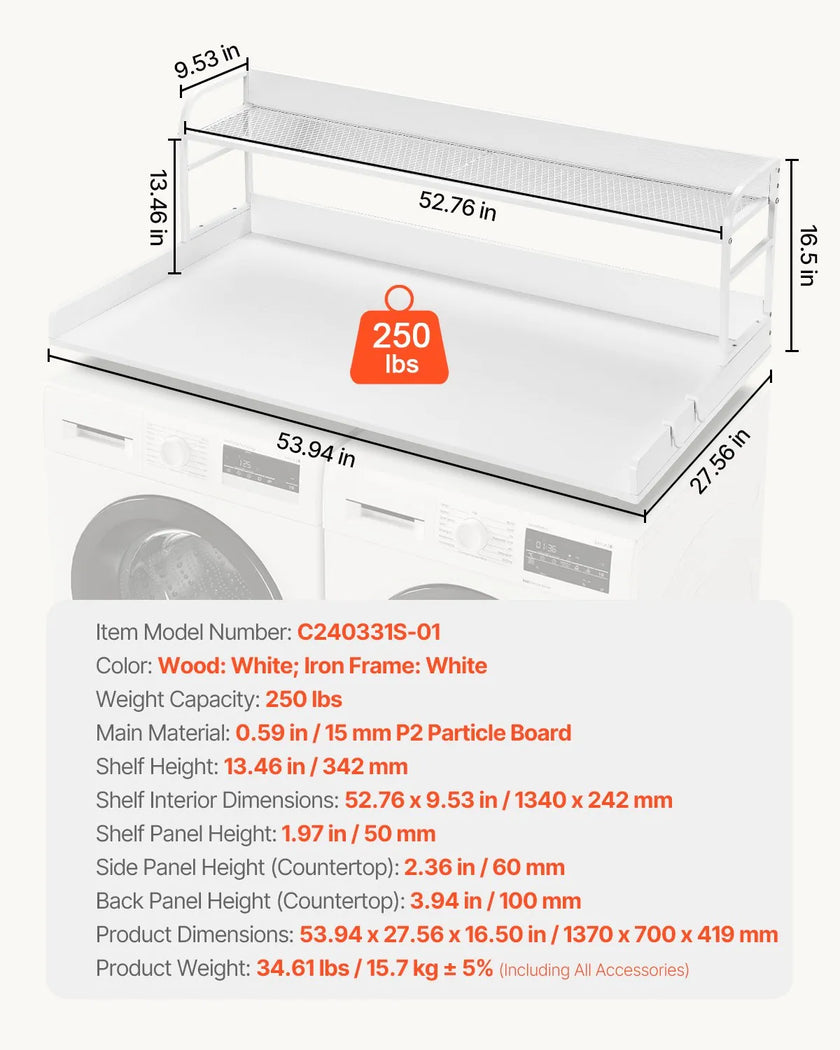 VEVOR Washer Dryer Countertop with Shelf 54