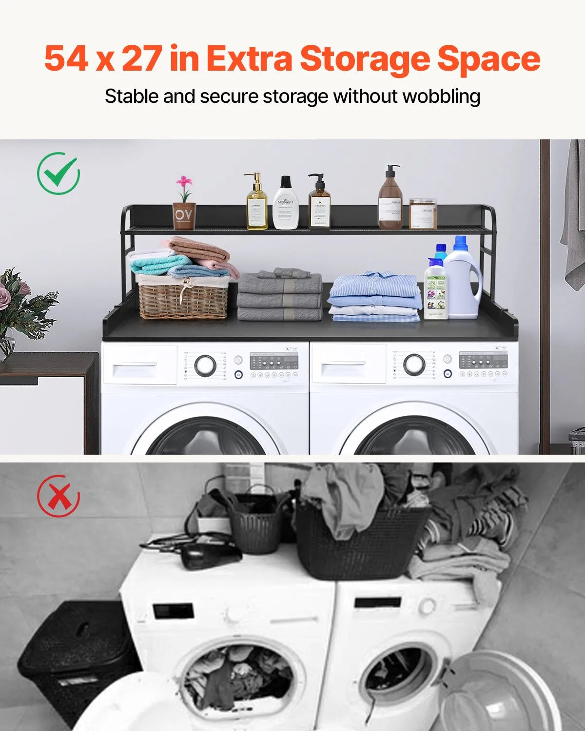 VEVOR Washer Dryer Countertop with Shelf 54