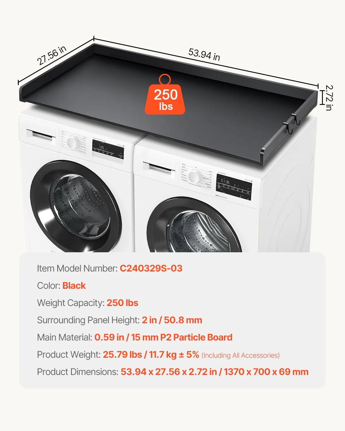 VEVOR Washer Dryer Countertop 54