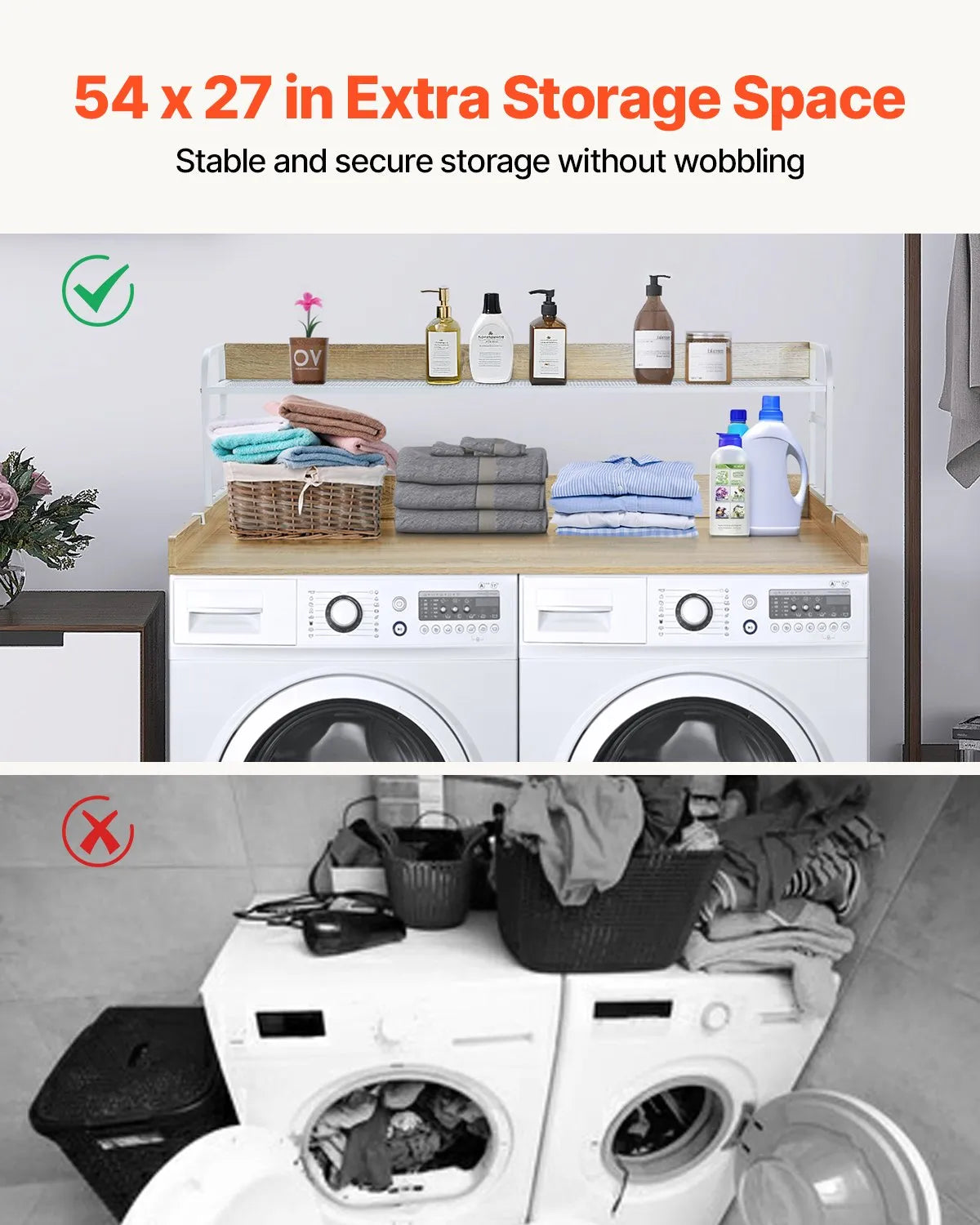 VEVOR Washer Dryer Countertop with Shelf 54