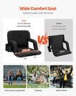 VEVOR Stadium Seat with Back Support, Wide Bleacher Seat Backs, Folding Padded Cushion Stadium Chair, Portable Reclining Chairs with Hook Pocket Cupholder, Ideal for Sport Event Beach Concert (2 Set)