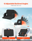 VEVOR Stadium Seat with Back Support, Wide Bleacher Seat Backs, Folding Padded Cushion Stadium Chair, Portable Reclining Chairs with Hook Pocket Cupholder, Ideal for Sport Event Beach Concert (2 Set)