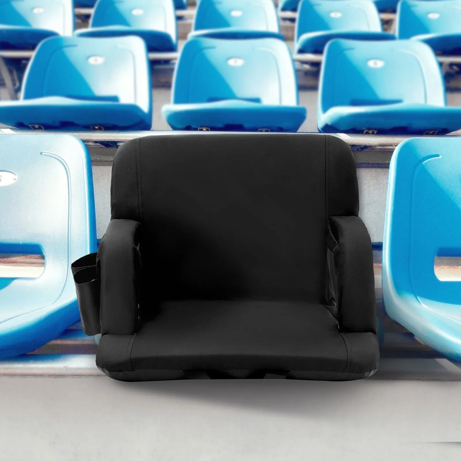 VEVOR Stadium Seat with Back Support, Wide Bleacher Seat Backs, Folding Padded Cushion Stadium Chair, Portable Reclining Chairs with Hook Pocket Cupholder, Ideal for Sport Event Beach Concert (2 Set)