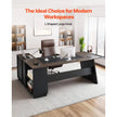 L Shaped Executive Office Desk with Drawers Storage Cabinet Heavy Duty Modern Computer Workstation Brown Black