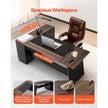L Shaped Executive Office Desk with Drawers Storage Cabinet Heavy Duty Modern Computer Workstation Brown Black