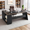 L Shaped Executive Office Desk with Drawers Storage Cabinet Heavy Duty Modern Computer Workstation Brown Black