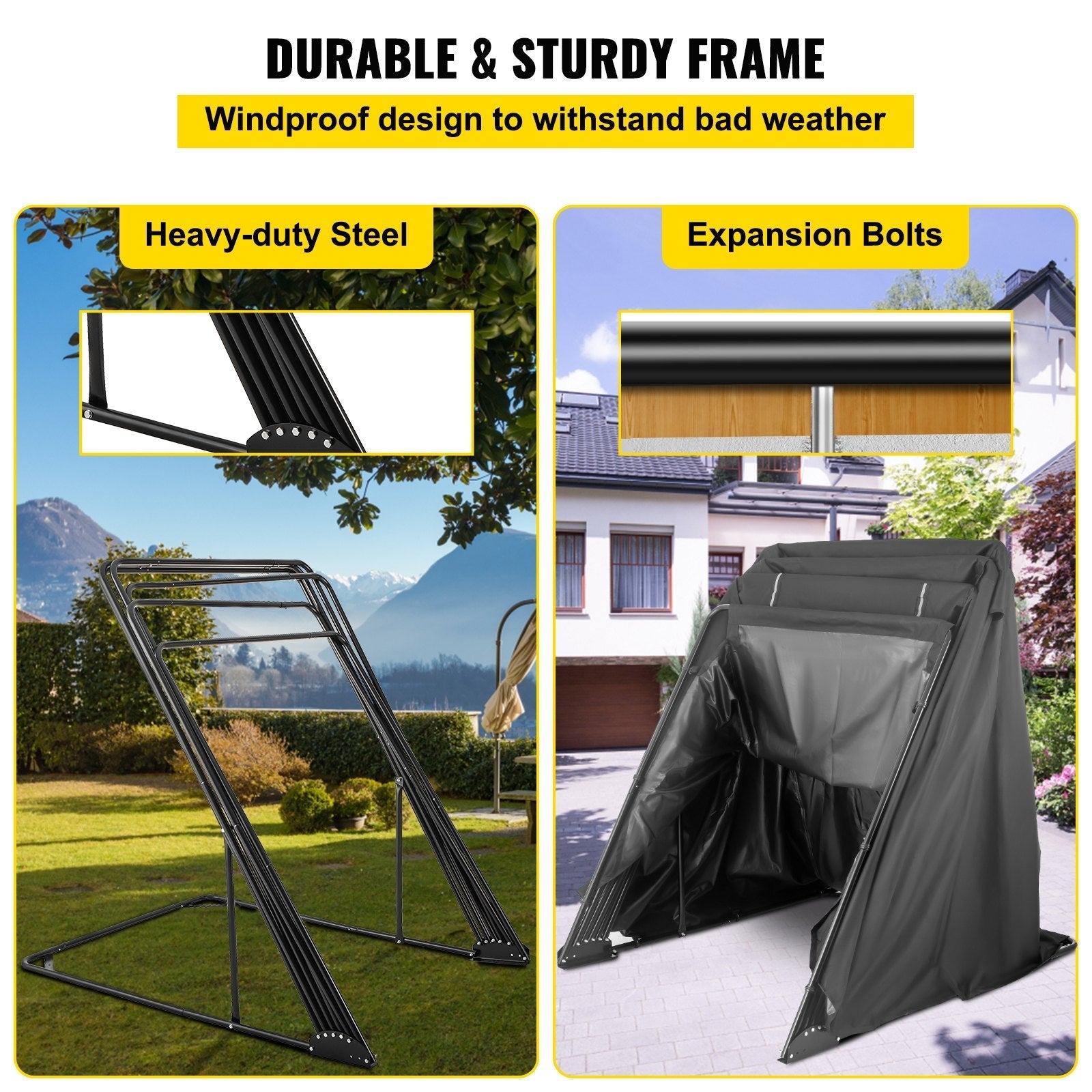 VEVOR Motorcycle Cover 600D Motorcycle Tent Oxford Material Motorcycle Shed Anti-UV,132