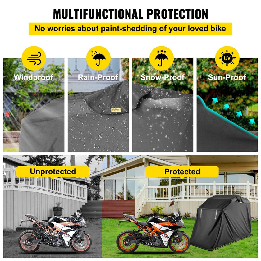VEVOR Motorcycle Cover 600D Motorcycle Tent Oxford Material Motorcycle Shed Anti-UV,132