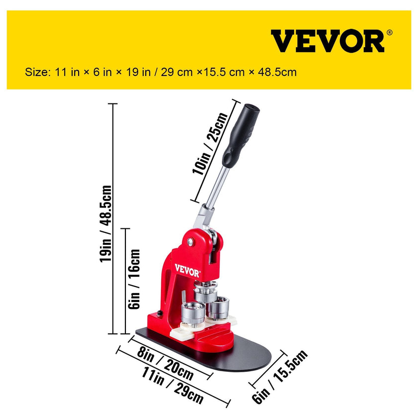 VEVOR Button Badge Maker Machine 25mm - (1 in) DIY Pin Button Maker Machine with 1000 Pcs Button Parts & Circle Cutter Installation-Free Button Press Kit for Idol, JK, School,Kids