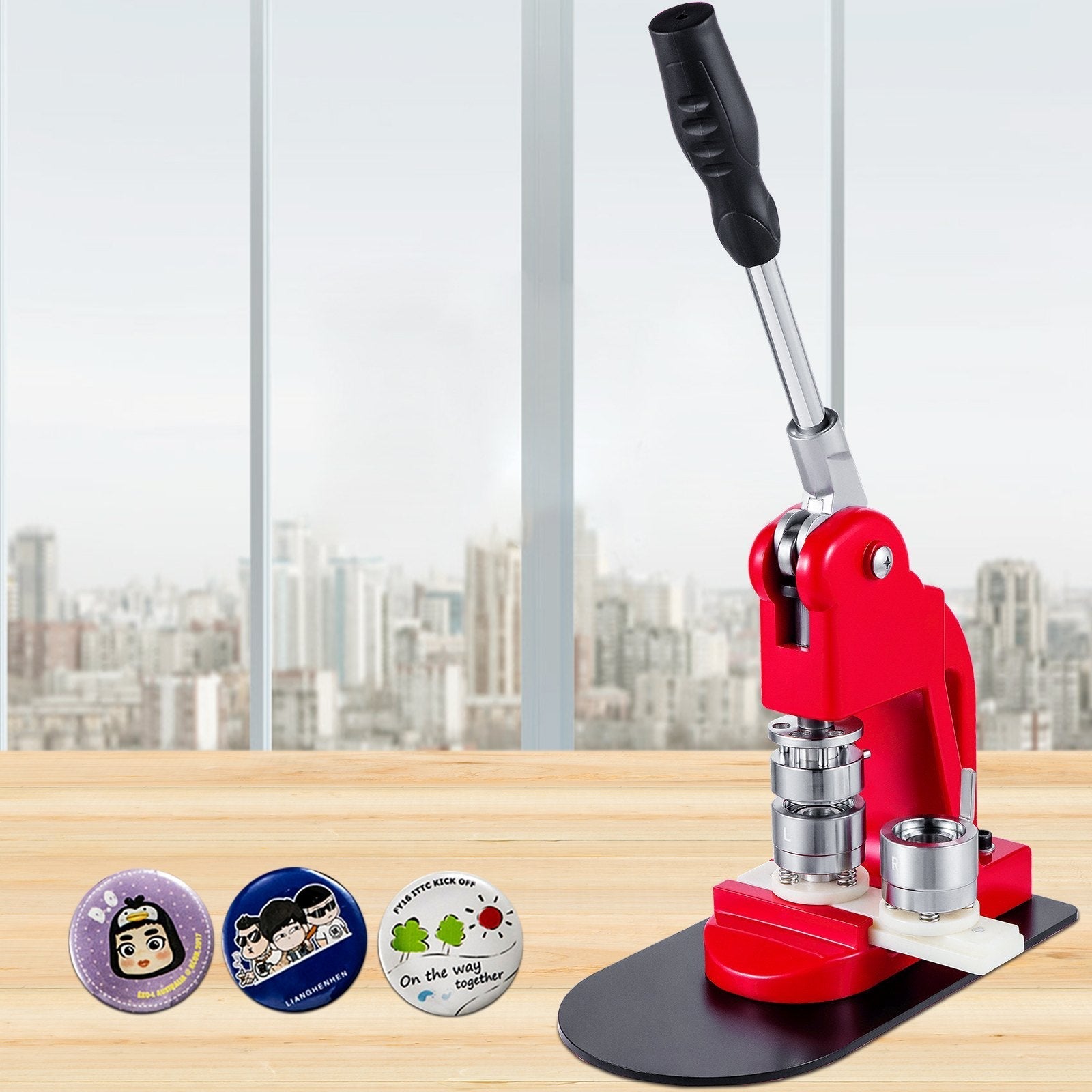 VEVOR Button Badge Maker Machine 25mm - (1 in) DIY Pin Button Maker Machine with 1000 Pcs Button Parts & Circle Cutter Installation-Free Button Press Kit for Idol, JK, School,Kids