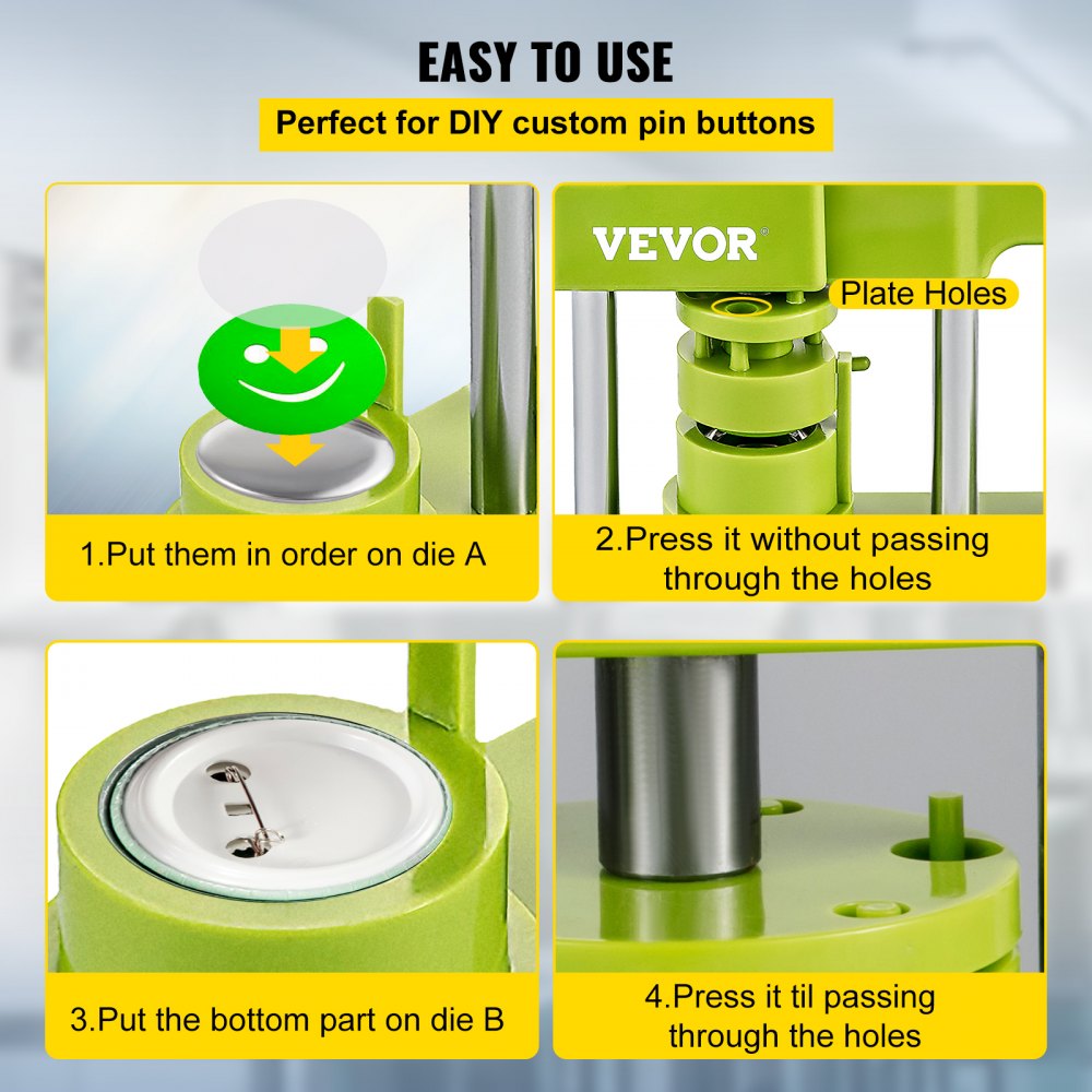 VEVOR Installation-Free Button Maker Machine 25mm (1 inch) with 500pcs Button Parts Badge Press Machine,DIY Pin Button Maker Machine with Circle Cutter