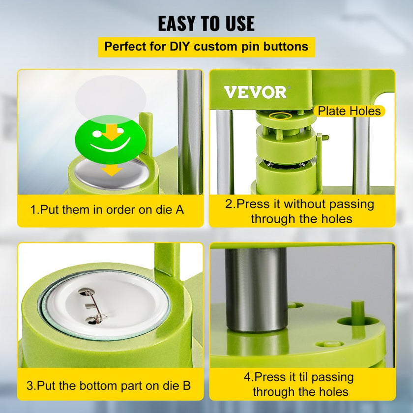 VEVOR Installation-Free Button Maker Machine 25mm (1 inch) with 500pcs Button Parts Badge Press Machine,DIY Pin Button Maker Machine with Circle Cutter
