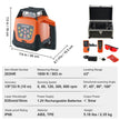 VEVOR Laser Level, 1650ft, 360 Degree Self Leveling Red Cross Line Laser, 5 Rotation Speeds & 4 Scanning Angles Adjustment, IP66 Waterproof Remote Control Manual Self-leveling Mode, Battery Included