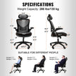 VEVOR Office Chair with Adjustable Lumbar Support, High Back Ergonomic Desk Chair with Adjustable Headrest, 2D Armrest, Ergonomic Office Chair Backrest, Computer Chair for Home Office