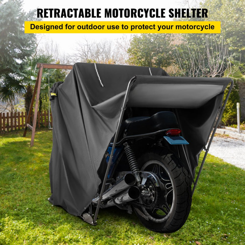 VEVOR Hoods For Vehicles Motorcycle Shelter Shed  Waterproof Motorcycle Cover Outdoor Protection 106.5 Inch X41.5 Inch X61 Inch Motorbike Cover Tent Scooter Shelter